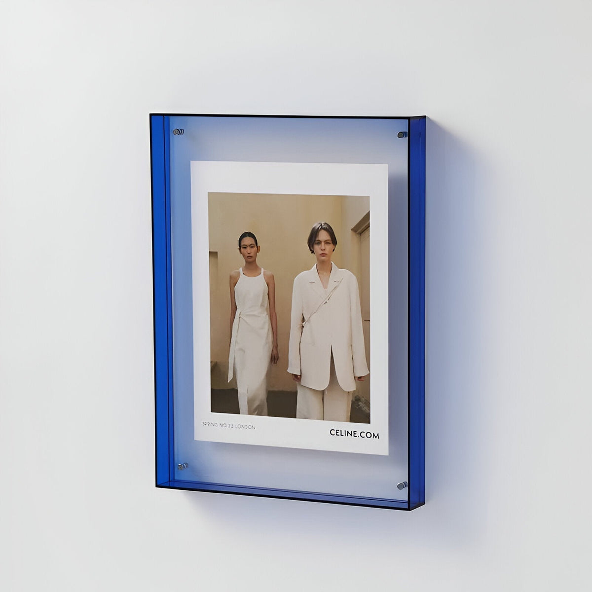 Cadre mural en acrylique transparent avec bordure colorée pour photos, posters et impressions d'art | Support d'affichage flottant pour salon, chambre, bureau | Moderne