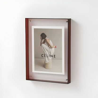 Cadre mural en acrylique transparent avec bordure colorée pour photos, posters et impressions d'art | Support d'affichage flottant pour salon, chambre, bureau | Moderne