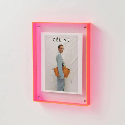 Clear Orange Acrylic Picture Frame 10×8 Inch Wall Mount Tabletop Display Stand for Photos Prints Art Modern Home Decor Living Room Office Be