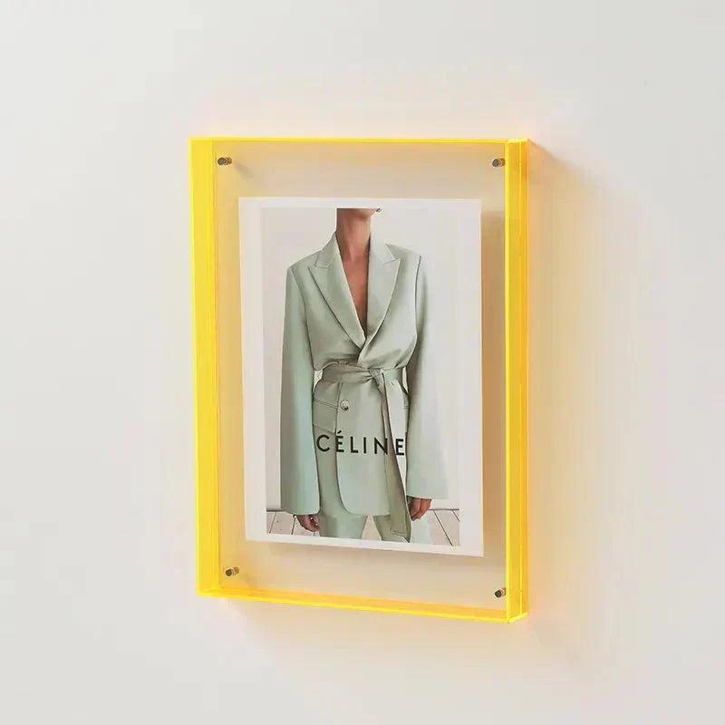 Colored Acrylic Picture Frame – Modern Transparent Photo Display for Wall or Desktop – 4x6 to 8x10 in – Contemporary Home Decor
