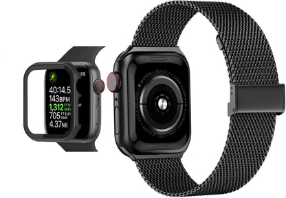 Reinforced Metal Armor Shell with Built-In Hardened Glass Display Shield for 40mm & 44mm Series 4/5/6, 38mm & 42mm Series 1/2/3