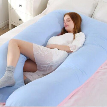 U-Shaped Full Body Pillow for Side Sleepers, Pregnancy Support & Back Pain Relief – Extra Long Maternity Cushion with Removable Cover