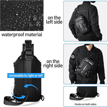 Lightweight Nylon Sling Bag Shoulder Pack for Hiking Travel Cycling Daily Outings Crossbody Chest Carry Organized Storage Multiple Pockets