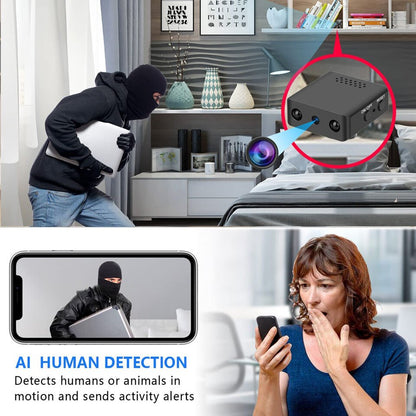 Mini Security Camera WiFi 1080P HD Indoor Wireless Surveillance Cam Night Vision Audio Wide Angle Monitoring Home Office Nanny Pet Baby