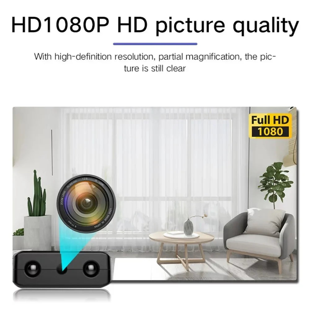 Mini Security Camera WiFi 1080P HD Indoor Wireless Surveillance Cam Night Vision Audio Wide Angle Monitoring Home Office Nanny Pet Baby