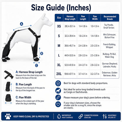 Ortekor 4-in-1 Connected Dog Boots for Rainy Walks - Water-Resistant Paw & Leg Protection for Mud & Dirt