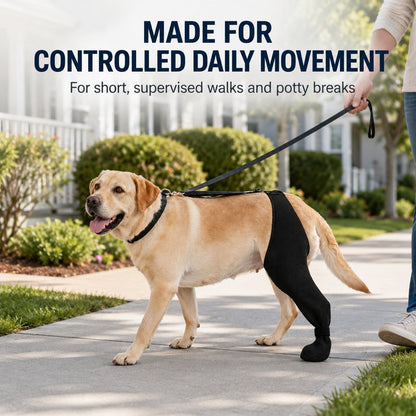 Ortekor Adjustable Dog Rear Leg Recovery Sleeve with Paw Cover - Helps Limit Licking During Post-Surgery Rest