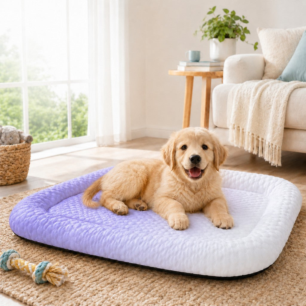 Ortekor Cool-Touch Gradient Pet Cooling Bed for Summer Naps - Breathable Bolster Rest Mat for Cats & Small Dogs