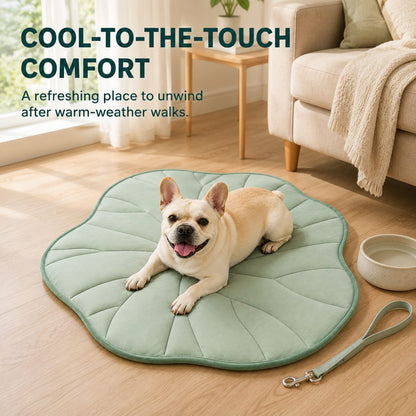 Ortekor Lotus Leaf Cooling Pet Mat for Floors, Sofas, Crates & Car Seats - Reversible Washable Comfort for Warm Days