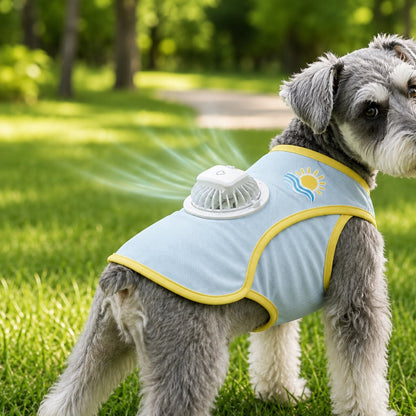 Ortekor Cooling Fan Dog Summer Vest for Walks & Outdoor Heat Relief - Lightweight Sun Shirt for Small & Medium Dogs