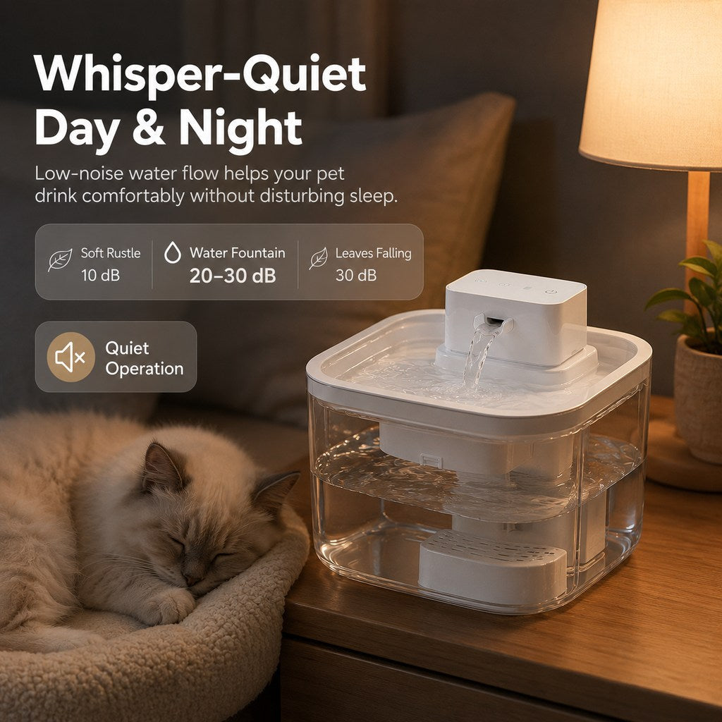 Ortekor Cordless Motion Sensor Cat Water Fountain for Any Room - 3.1L Fresh Water Without Cords