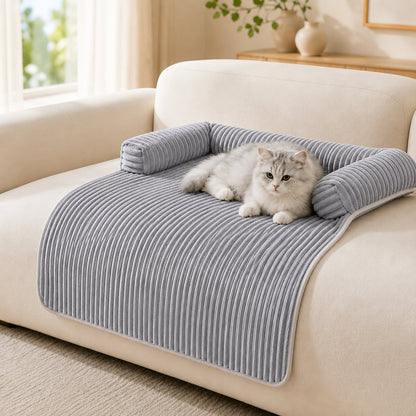 Ortekor 3-Sided Corduroy Pet Couch Cover for Dogs & Cats – Non-Slip Bolster Sofa Protector for Sofas & Chairs, Helps Keep Fur & Everyday Messes Off Furniture