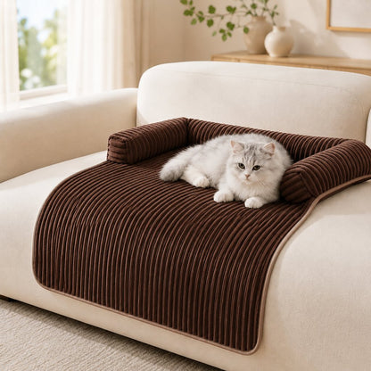 Ortekor 3-Sided Corduroy Pet Couch Cover for Dogs & Cats – Non-Slip Bolster Sofa Protector for Sofas & Chairs, Helps Keep Fur & Everyday Messes Off Furniture