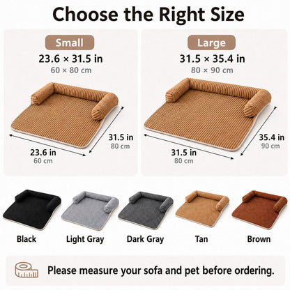 Ortekor 3-Sided Corduroy Pet Couch Cover for Dogs & Cats – Non-Slip Bolster Sofa Protector for Sofas & Chairs, Helps Keep Fur & Everyday Messes Off Furniture