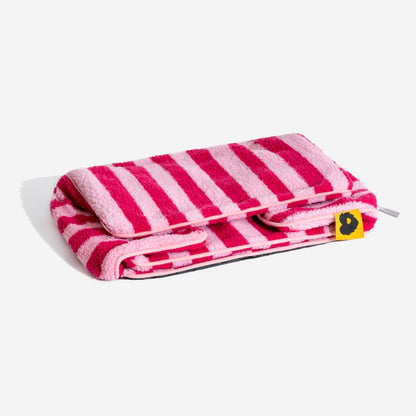 Plush Pet Couch with Washable Cover - Dual-Layer Cushioned Lounger for Dogs & Cats - Striped Fleece Nap Spot