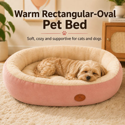 Ortekor Cozy Oval Bolster Pet Bed for Cats & Dogs, Fleece or All-Season Indoor Bed for Cold Floors