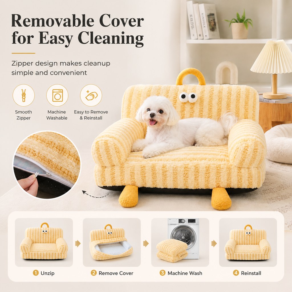 Ortekor Cozy Pet Sofa Bed for Cats & Small Dogs - Warm Indoor Lounger with Winter & All-Season Options