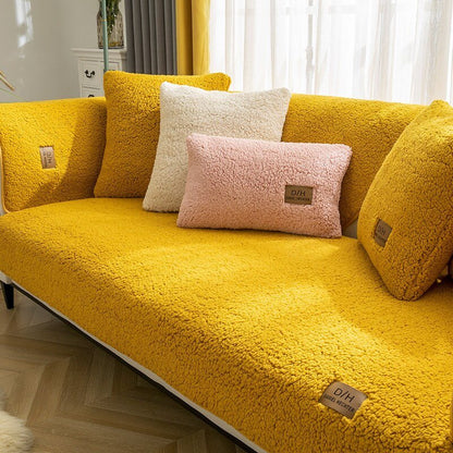 Furniture Throw Covers for Couches and Chairs Plush Fiber 71 x 31 Inches Anti-Slip Washable Protector for Living Room Home Pet-Friendly Deco