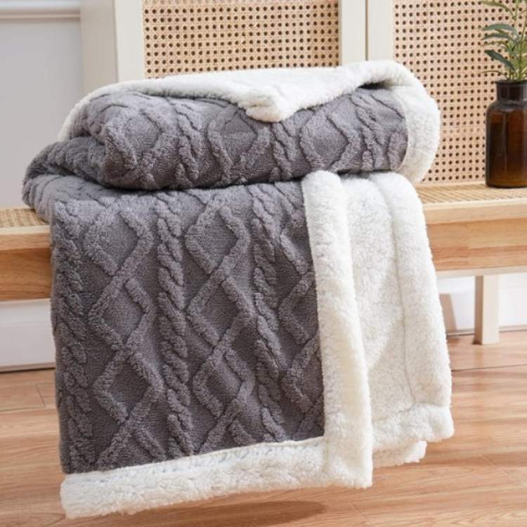 Plush Sherpa Weighted Throw Blanket with Glass Bead Fill for Better Sleep & Stress Relief