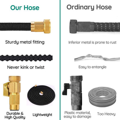 Flexible Garden Hose with 8-Pattern Spray Nozzle – Lightweight, Kink-Resistant & Self-Draining for Lawn Watering, Car Washing & Outdoor