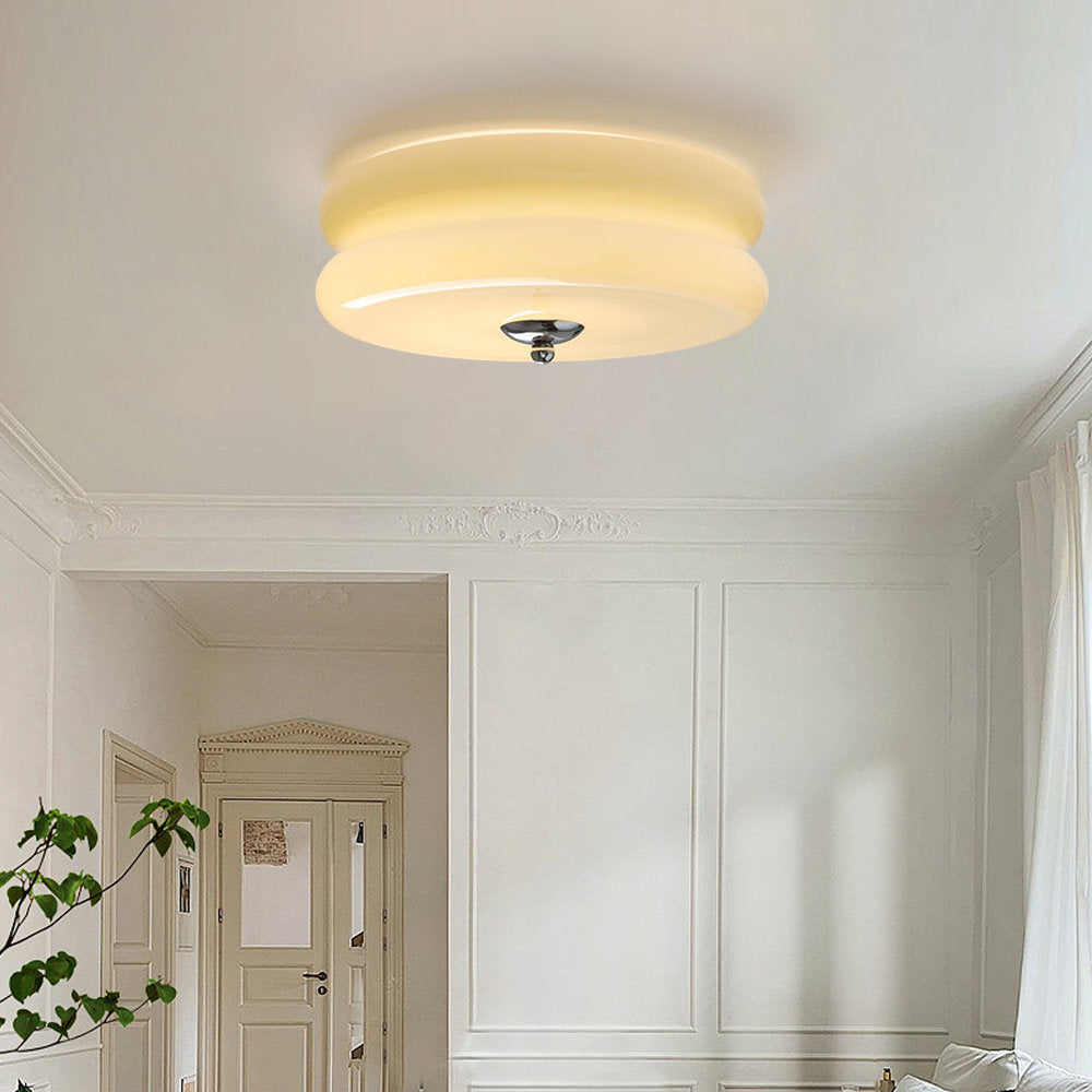 Plafonnier LED encastré rond avec 3 températures de couleur, verre et métal, 5 po de hauteur, pour chambre, salle à manger, cuisine, interrupteur Kelvin réglable