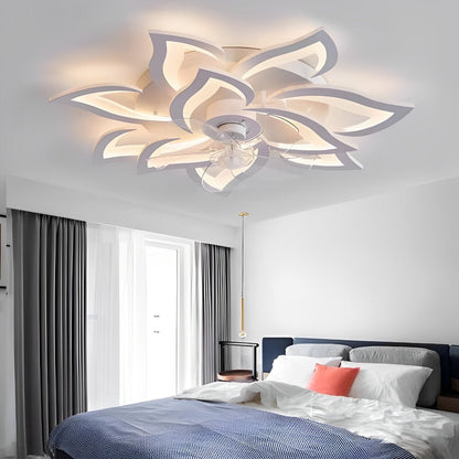 Ventilateur de plafond avec télécommande et éclairage LED, 35 pouces, montage encastré, profil bas, débit d'air et température de couleur réglables pour chambre, salon et salle à manger