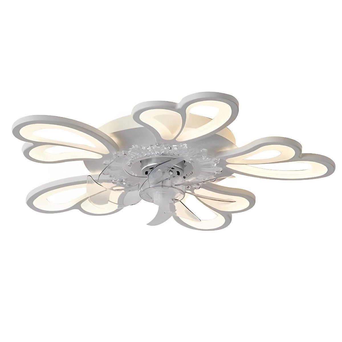 Ventilateur de plafond avec télécommande et éclairage LED, 35 pouces, montage encastré, profil bas, débit d'air et température de couleur réglables pour chambre, salon et salle à manger