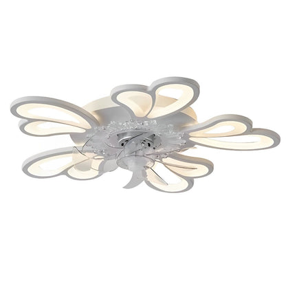 Ventilateur de plafond avec télécommande et éclairage LED, 35 pouces, montage encastré, profil bas, débit d'air et température de couleur réglables pour chambre, salon et salle à manger