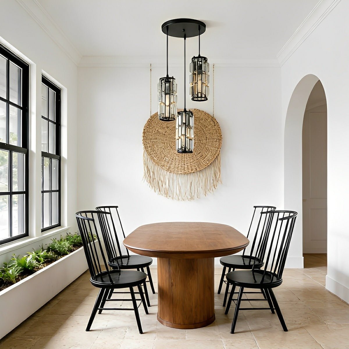 Glass Drop Ceiling Light Fixture E27 Adjustable Height Kitchen & Dining Room Task Lighting Industrial Modern Retro Style Iron Frame Warm Whi
