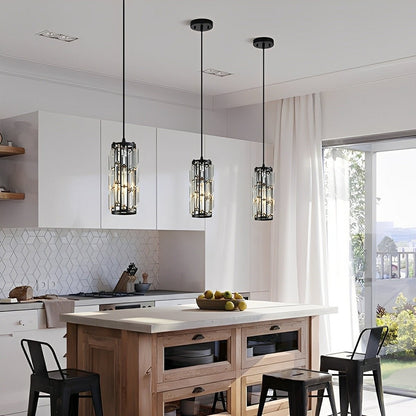 Glass Drop Ceiling Light Fixture E27 Adjustable Height Kitchen & Dining Room Task Lighting Industrial Modern Retro Style Iron Frame Warm Whi