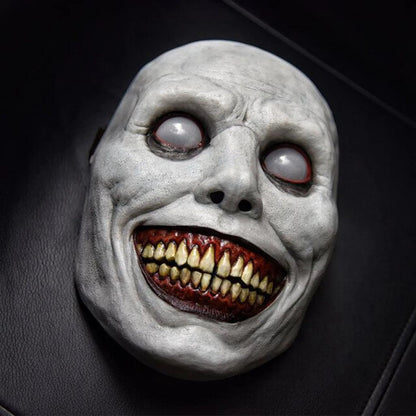 Sinister Grinning Demon Mask with White Eyes for Halloween Costume Party Cosplay Horror Theme Event Scary Face Cover Adult Unisex