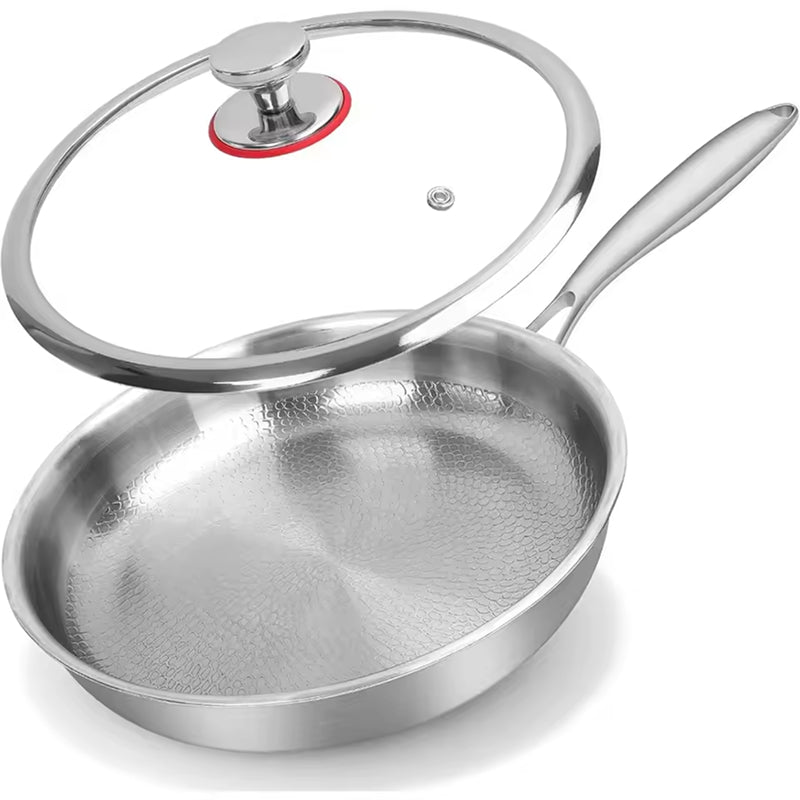 Titanium Nonstick Skillet with Textured Surface for Healthy Cooking on Gas Electric Induction Stove 10 to 12 Inch Sizes Metal Utensil Safe