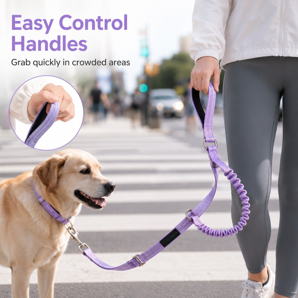 Ortekor Hands-Free Shock-Absorbing Dog Leash for Running, Walking & Car Travel - Bungee Leash Helps Reduce Pulling