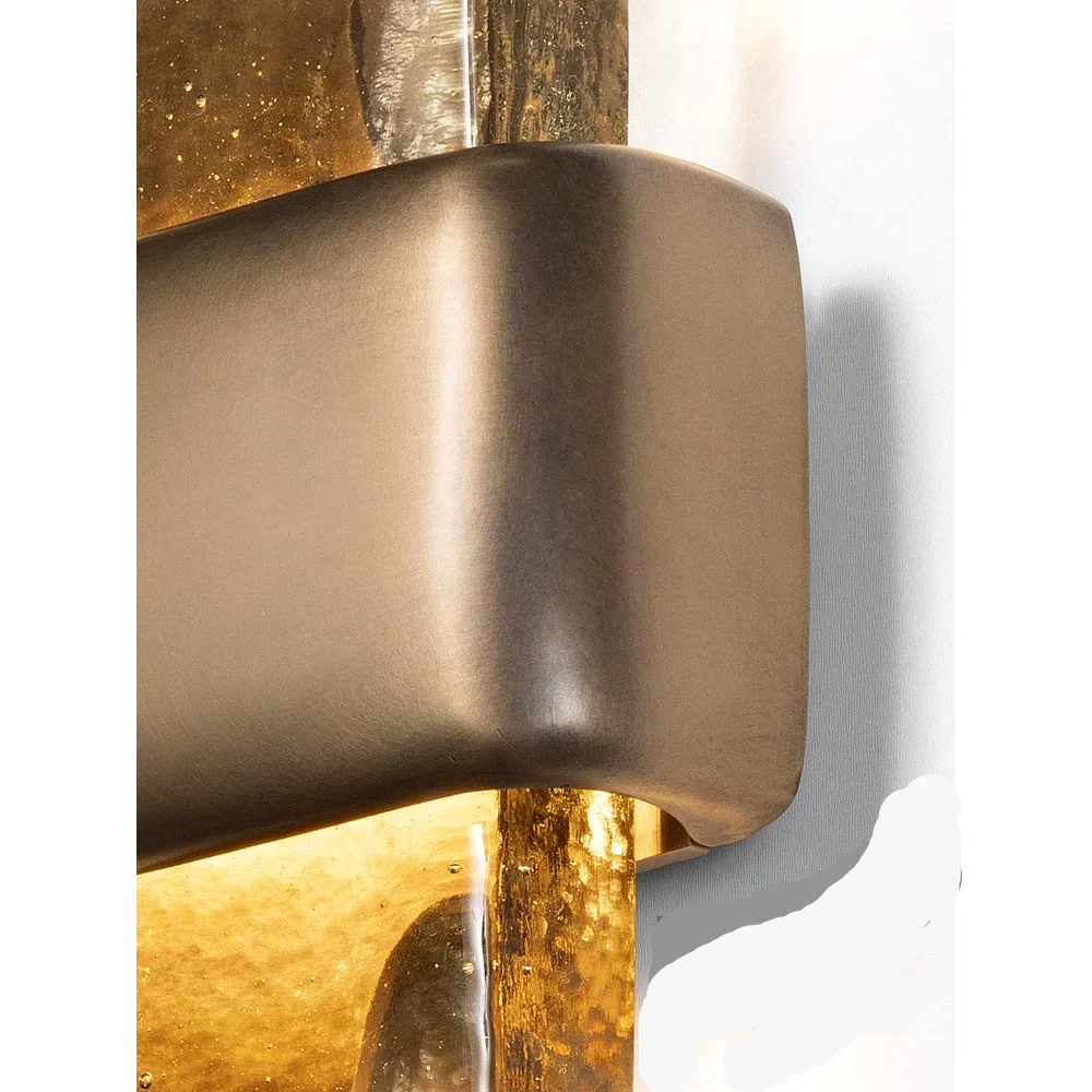 Vertical Crystal Sconce Light Copper Finish 20 Inch Warm Glow for Bedroom Hallway Living Room Modern Up Down Wall Mount Fixture