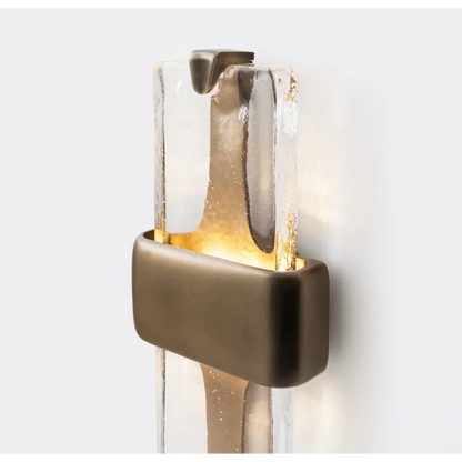 Vertical Crystal Sconce Light Copper Finish 20 Inch Warm Glow for Bedroom Hallway Living Room Modern Up Down Wall Mount Fixture