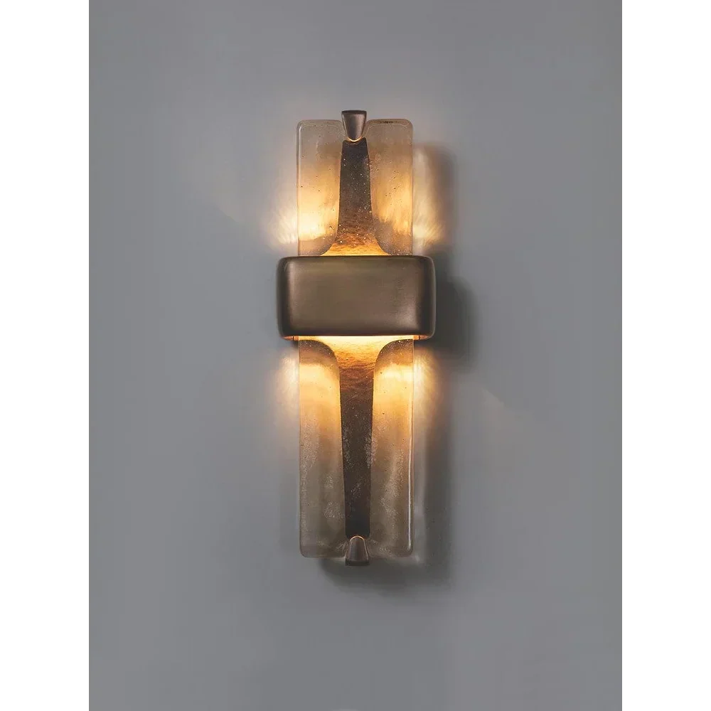 Vertical Crystal Sconce Light Copper Finish 20 Inch Warm Glow for Bedroom Hallway Living Room Modern Up Down Wall Mount Fixture