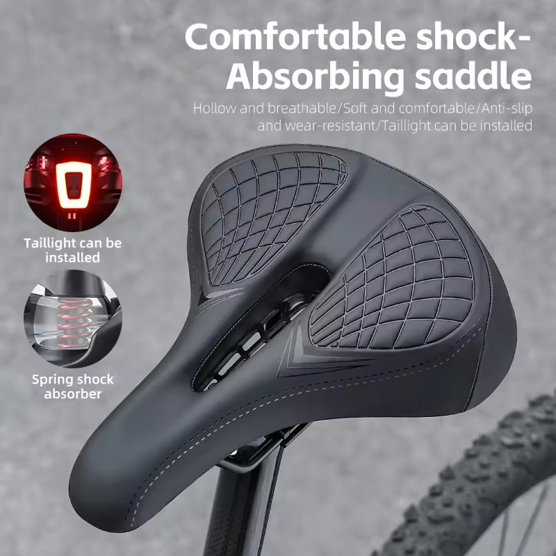 Mountain Bike Saddle with Ventilated Mesh, Spring Suspension & Taillight Mount for All-Terrain Cycling
