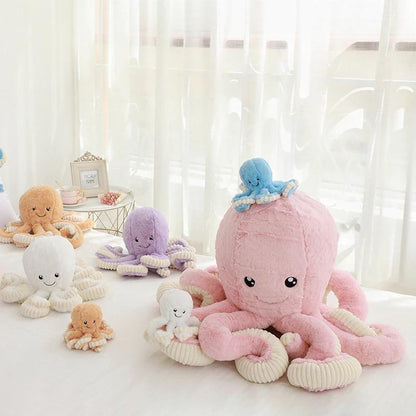 Stuffed Octopus Plush Toy Large Soft Sea Creature Cuddle Pillow for Kids Bedroom Nursery Decor Gift Blue Pink White Brown Purple