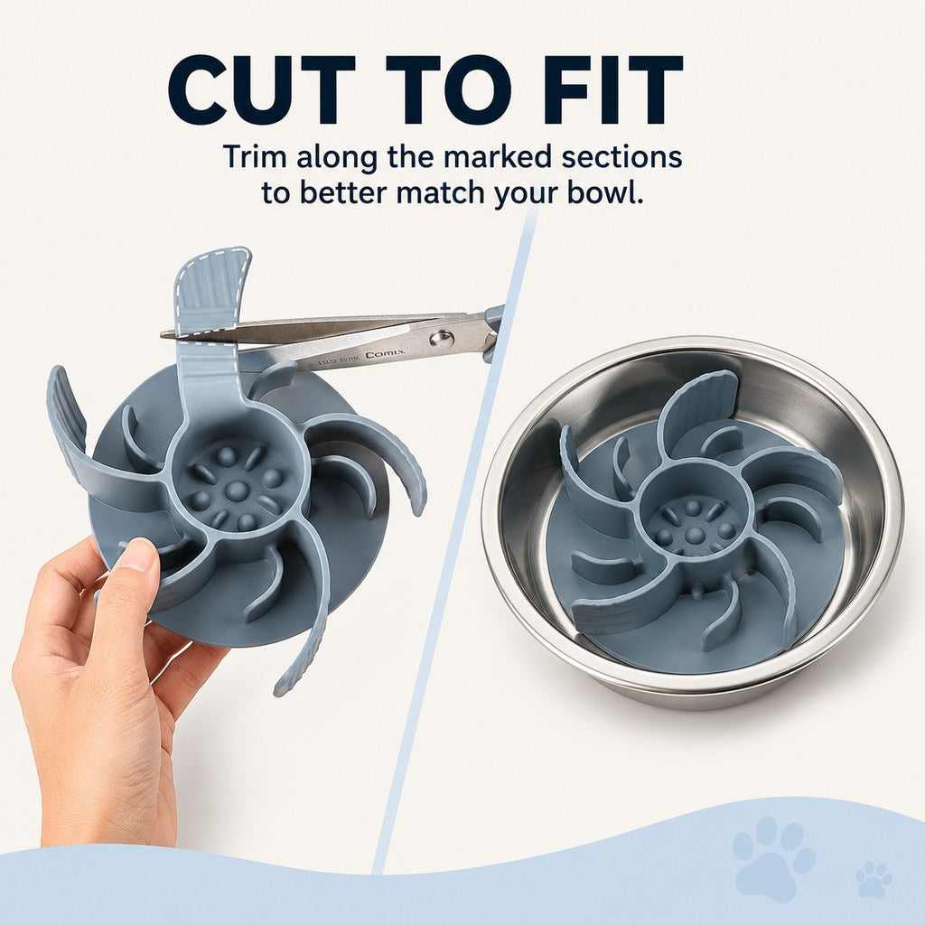 Ortekor Cut-to-Fit Slow Feeder Insert & Stainless Steel Bowl Set for Fast-Eating Dogs & Cats