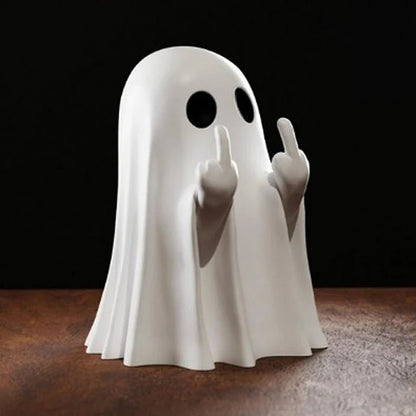 Resin Ghost Figurine with Heart & Attitude – Whimsical Tabletop Sculpture for Seasonal Display & Year-Round Charm