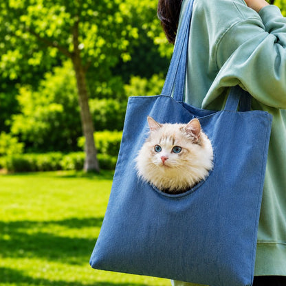 Ortekor Head-Out Cat Carrier Tote for Walks & Vet Visits - Lightweight Canvas Pet Bag for Cats & Small Dogs