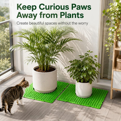 Ortekor 2-Pack Green Cut-to-Fit Cat Deterrent Mat for Sofas, Plants & Balconies - Helps Protect Furniture from Scratching, Digging & Curious Paws