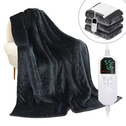 Electric Heated Throw Blanket with 9 Heat Settings & Auto Timer – Dual-Sided Flannel & Sherpa, Washable, Fast Heating, Overheat Protection