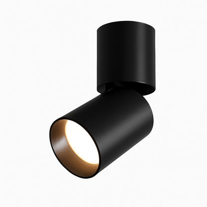 Adjustable Swivel Cylinder LED Spotlight Fixture - Rotating 360° Tiltable Accent Light for Walls & Ceilings - Brushed Aluminum Directional