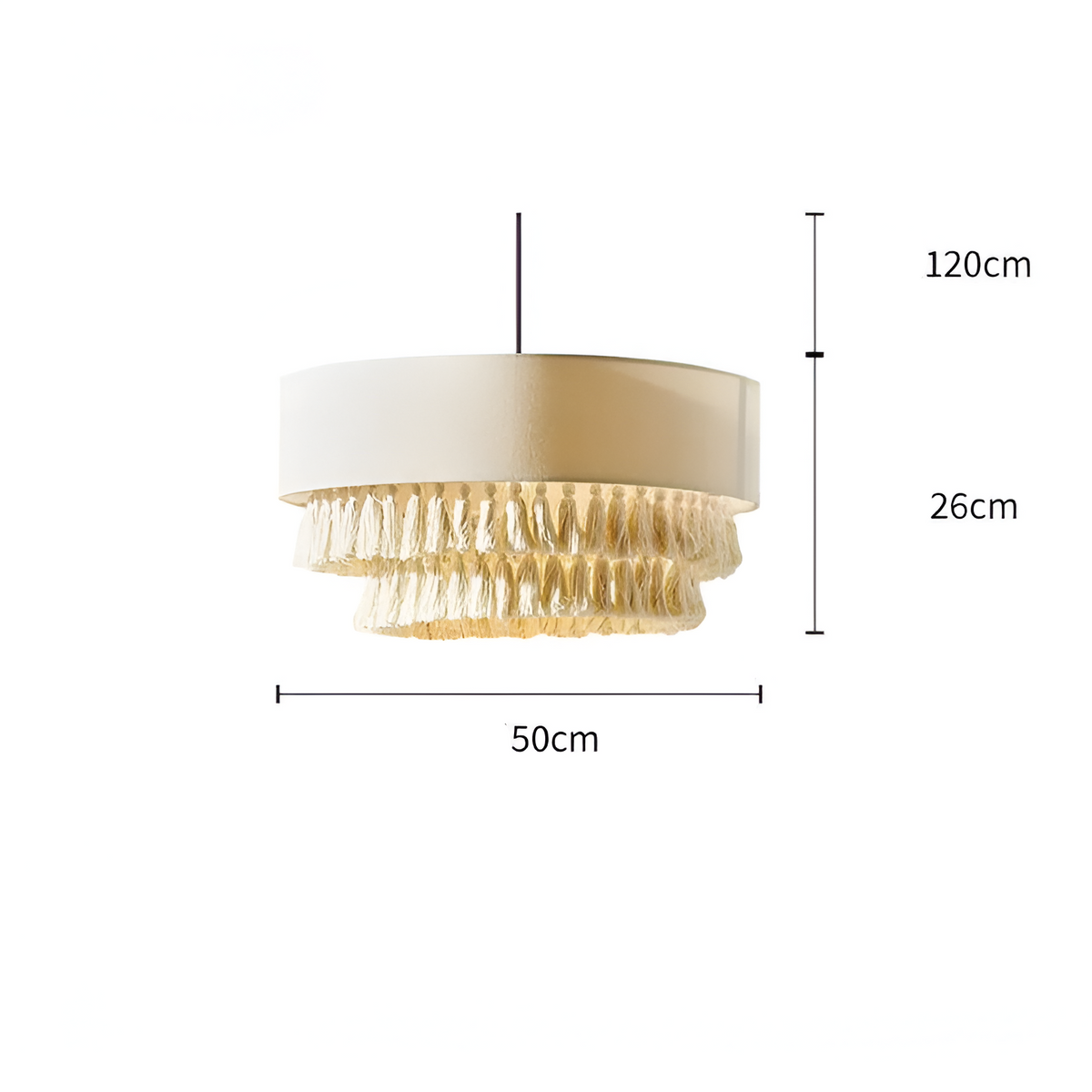 Woven Natural Fiber Ceiling Light Fixture with Tassel Detail for Dining Room, Bedroom & Living Room | Handcrafted Bohemian Style