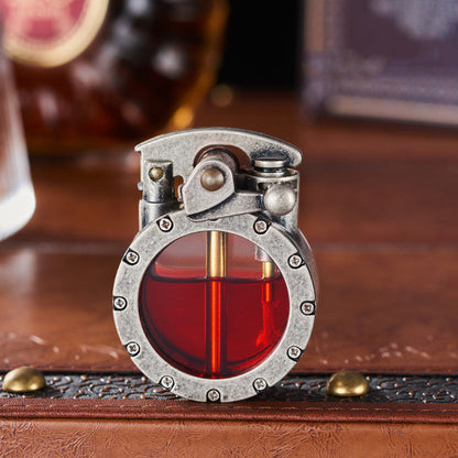 Classic See-Through Fuel Lighter with Metal Construction for Everyday Use and Collecting