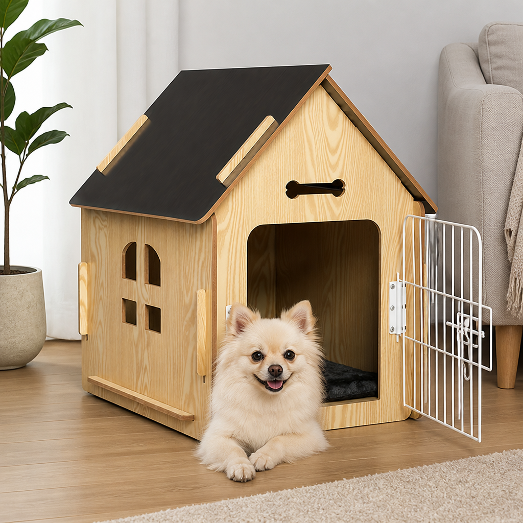 Ortekor Elevated Wood & Ventilated Pet House (For Small Dogs & Cats)