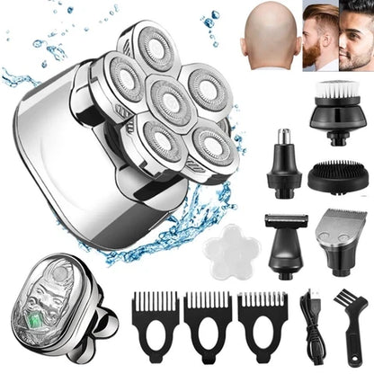 Electric Shaver & Grooming Kit Six-Blade Flexible Rechargeable Washable