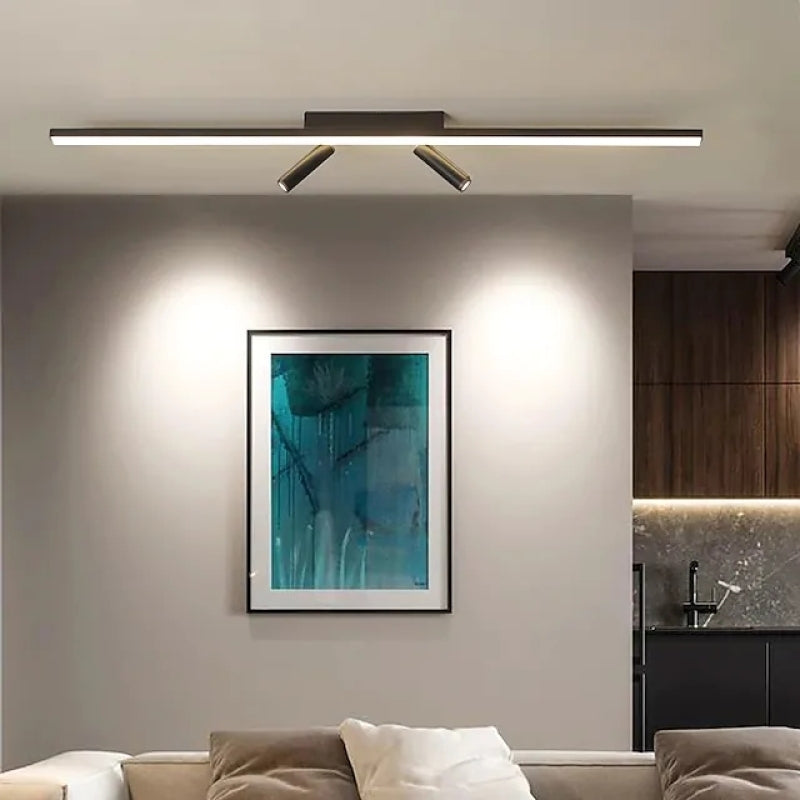 Track Spotlight Bar Ceiling Fixture Black Metal Directional Adjustable Heads Indoor Room LED 31.5 Inch 39.5 Inch Modern Minimalist Versatile