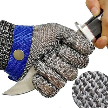 Gants de sécurité robustes en acier inoxydable pour la préparation en cuisine, la manipulation alimentaire et les travaux industriels | Protection des mains résistante aux coupures et réglable